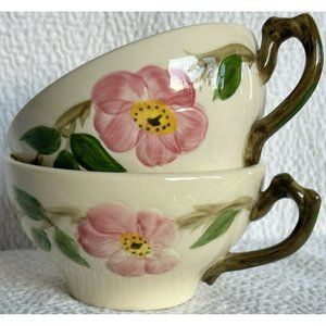 Franciscan Dinnerware (2) Desert Rose Coffee Cups  Made In USA Mark In Brown EUC